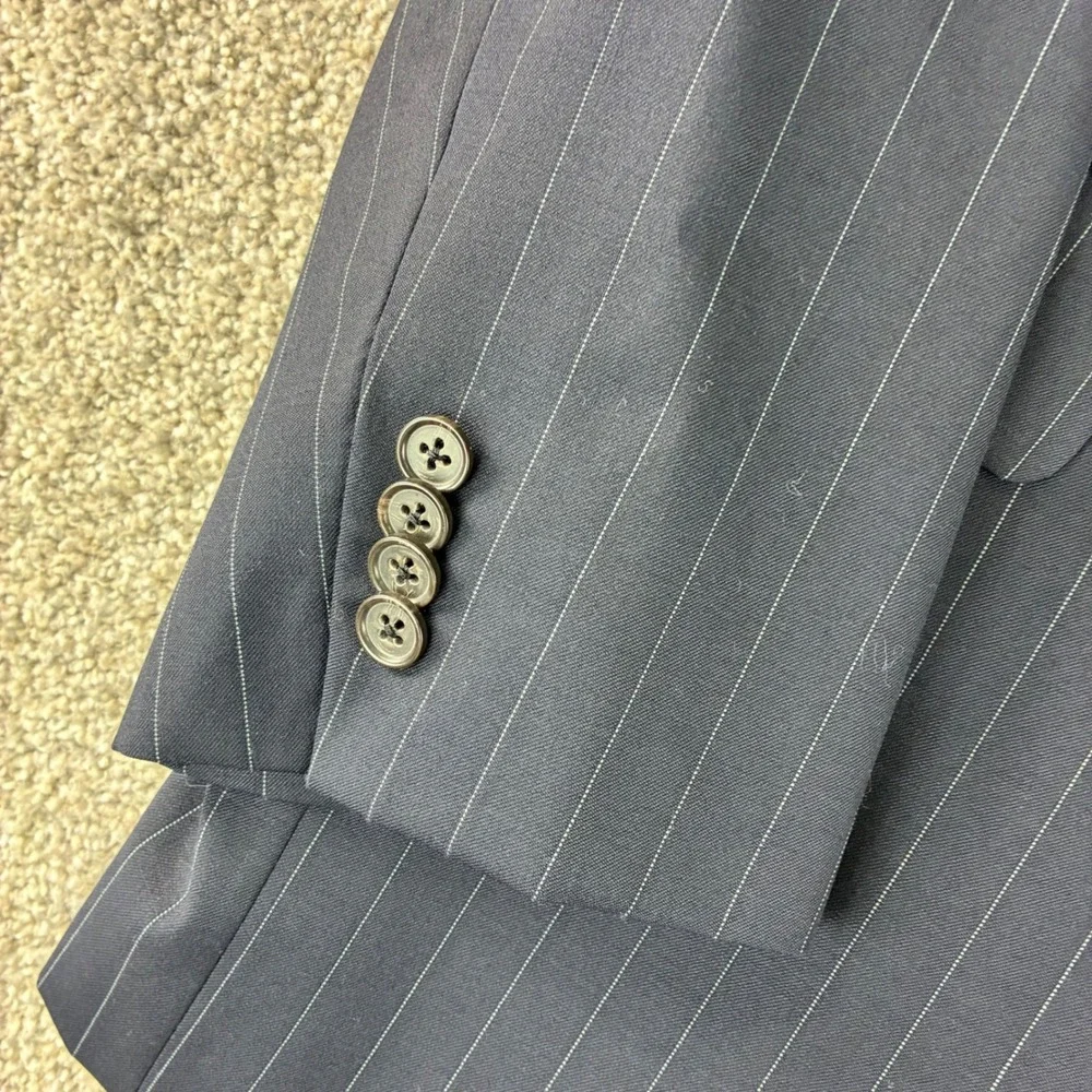 Jack Victor Von Maur Mens 42R Navy Pinstripe‎ Wool Two Button Blazer Jacket